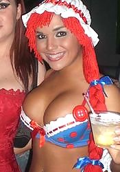 Photo compilation of an amateur party babe displaying her huge tits