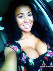 Busty brunette in sexy social media pictures