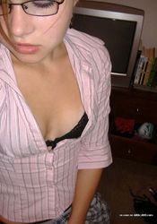 Photo collection of an amateur horny cutie fingering her tight twat