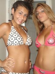 Photos of two amateur sexy teen lesbo lovers posing