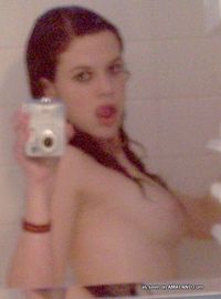 Slutty brunette teen GF selfshoots in the bathroom