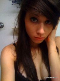 Amateur gorgeous brunette teen in slutty self-shot photos