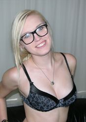 Hot Amateur Blonde Nerd Modeling And Spreading Nude