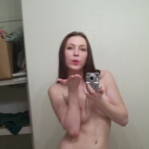Girlfriend with big tits and shiny wet pussy takes hot self pics for us!